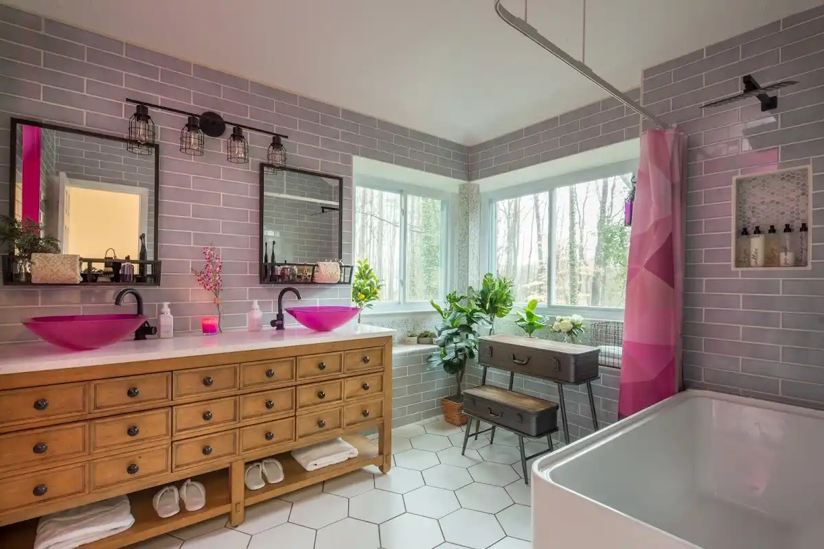 Bathroom renovation after water damage restoration in Olive
